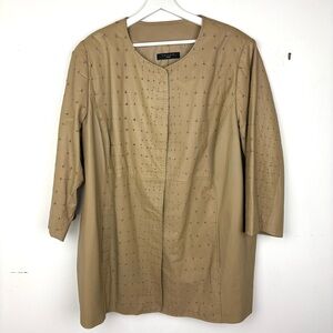 Tahari Woman Patchwork Perforated Leather Jacket